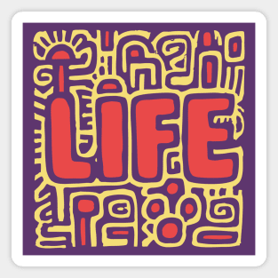 Psychedelic LIFE Typography | Groovy Abstract Graphic Magnet